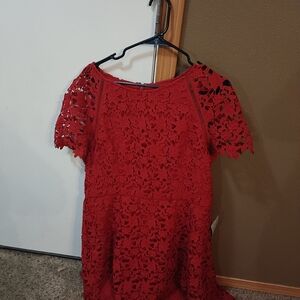Eliza J Red Lace Mini Dress